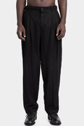 Structured wool ramie tucked loose pull-on pants