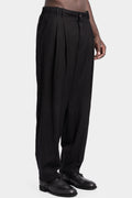Structured wool ramie tucked loose pull-on pants