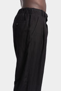 Structured wool ramie tucked loose pull-on pants