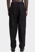 Structured wool ramie tucked loose pull-on pants