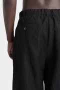 Structured wool ramie tucked loose pull-on pants