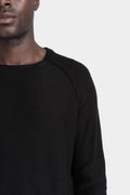 Raglan shoulder wool knit sweater