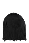 Destroyed knitted cashmere wool beanie, Black