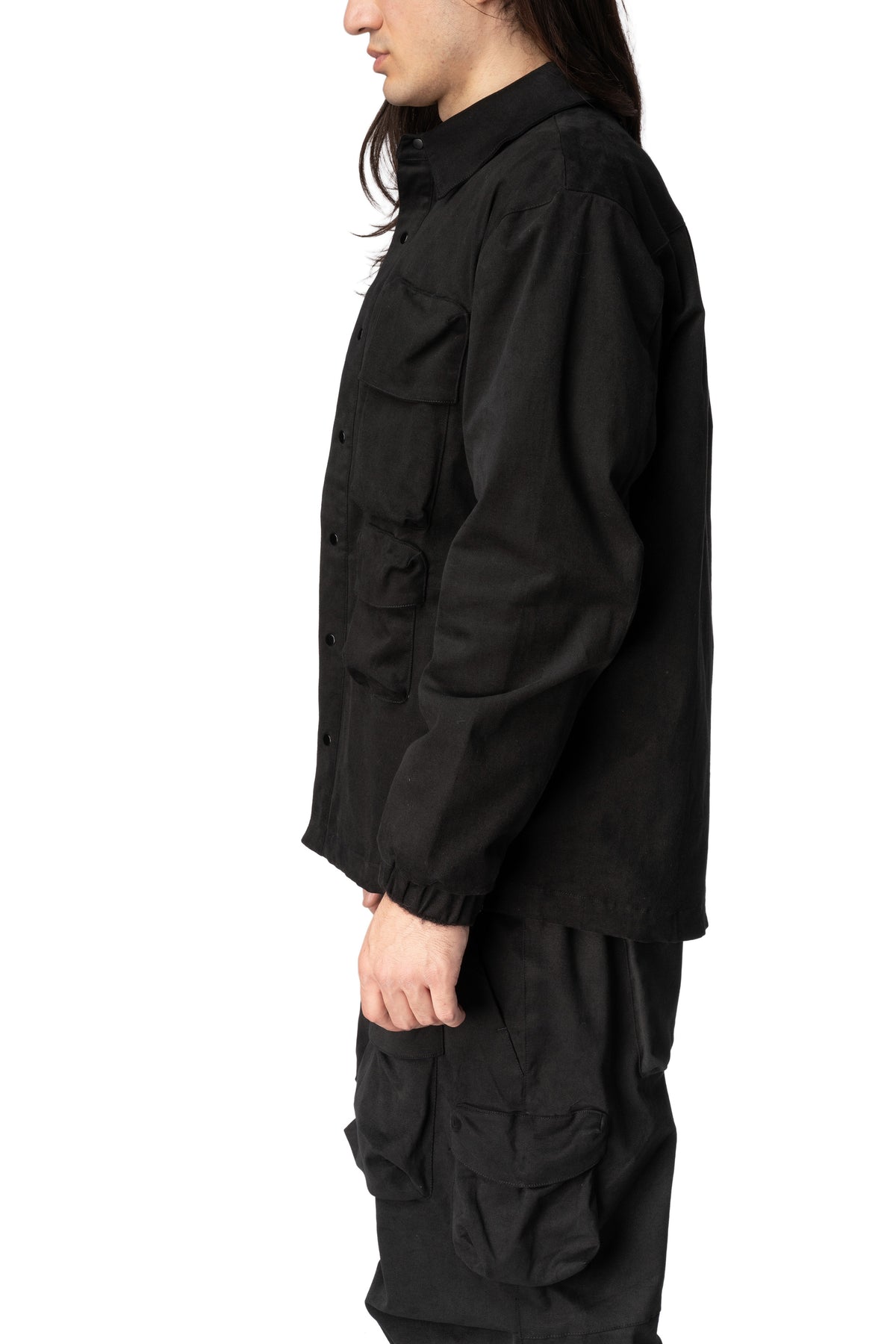 Max Cargo brushed twill overshirt, Black