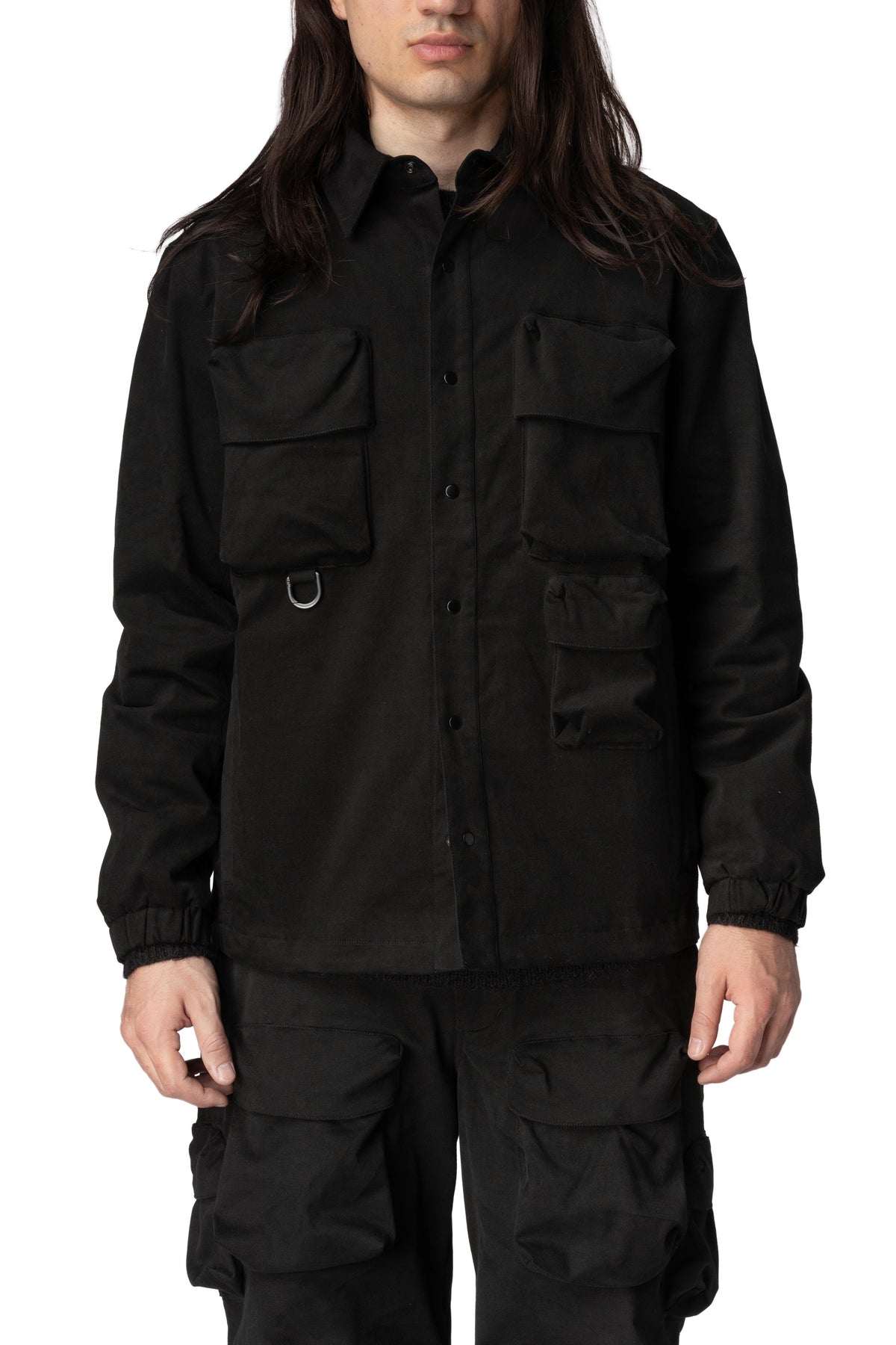 Max Cargo brushed twill overshirt, Black