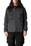 Max Cargo brushed twill overshirt, Charcoal