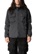 Max Cargo brushed twill overshirt, Charcoal