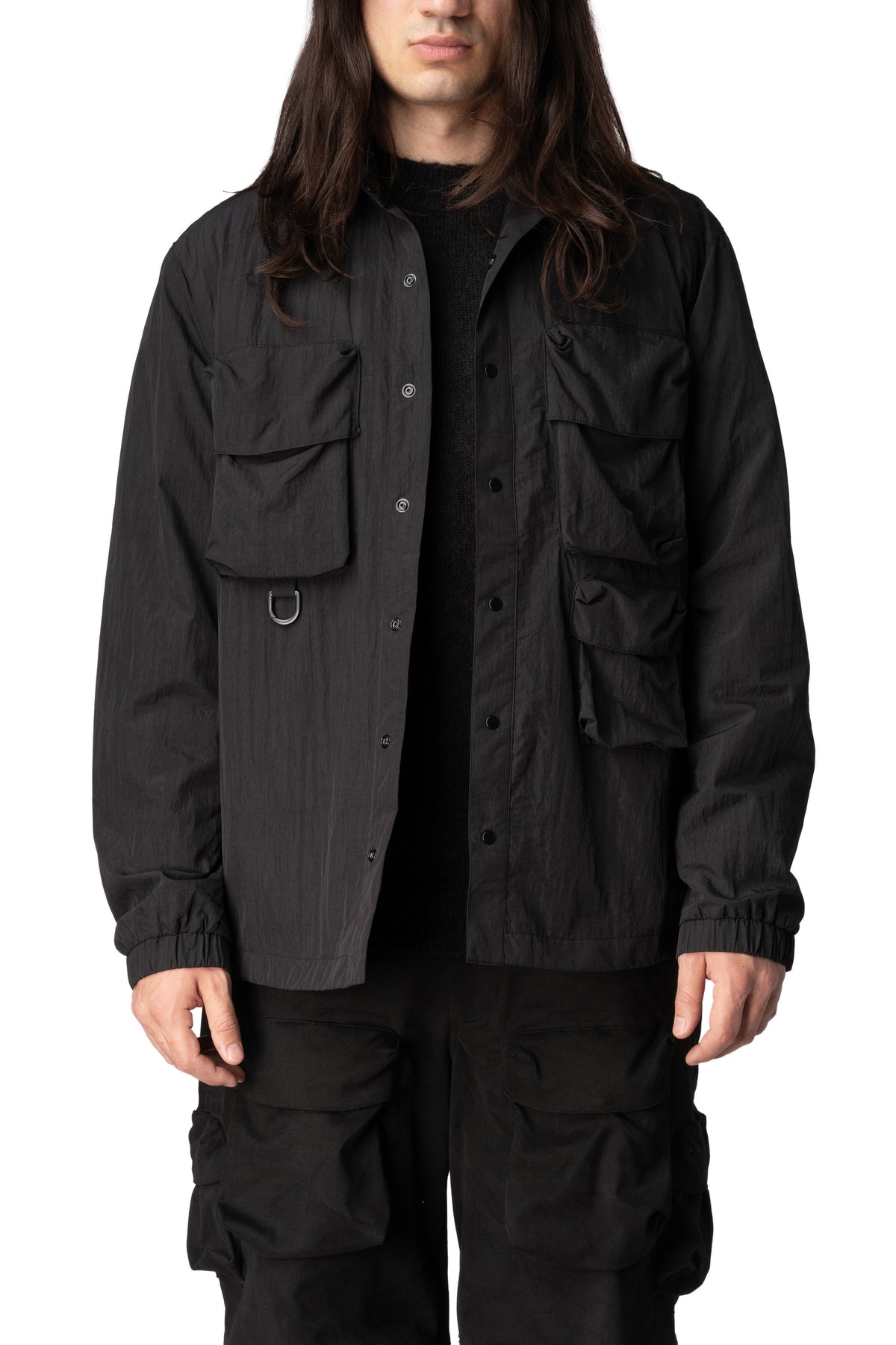 Max Cargo textured nylon overshirt