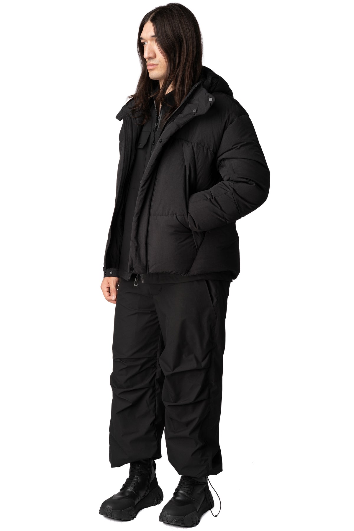 MAG-4 liquid nylon hooded down jacket