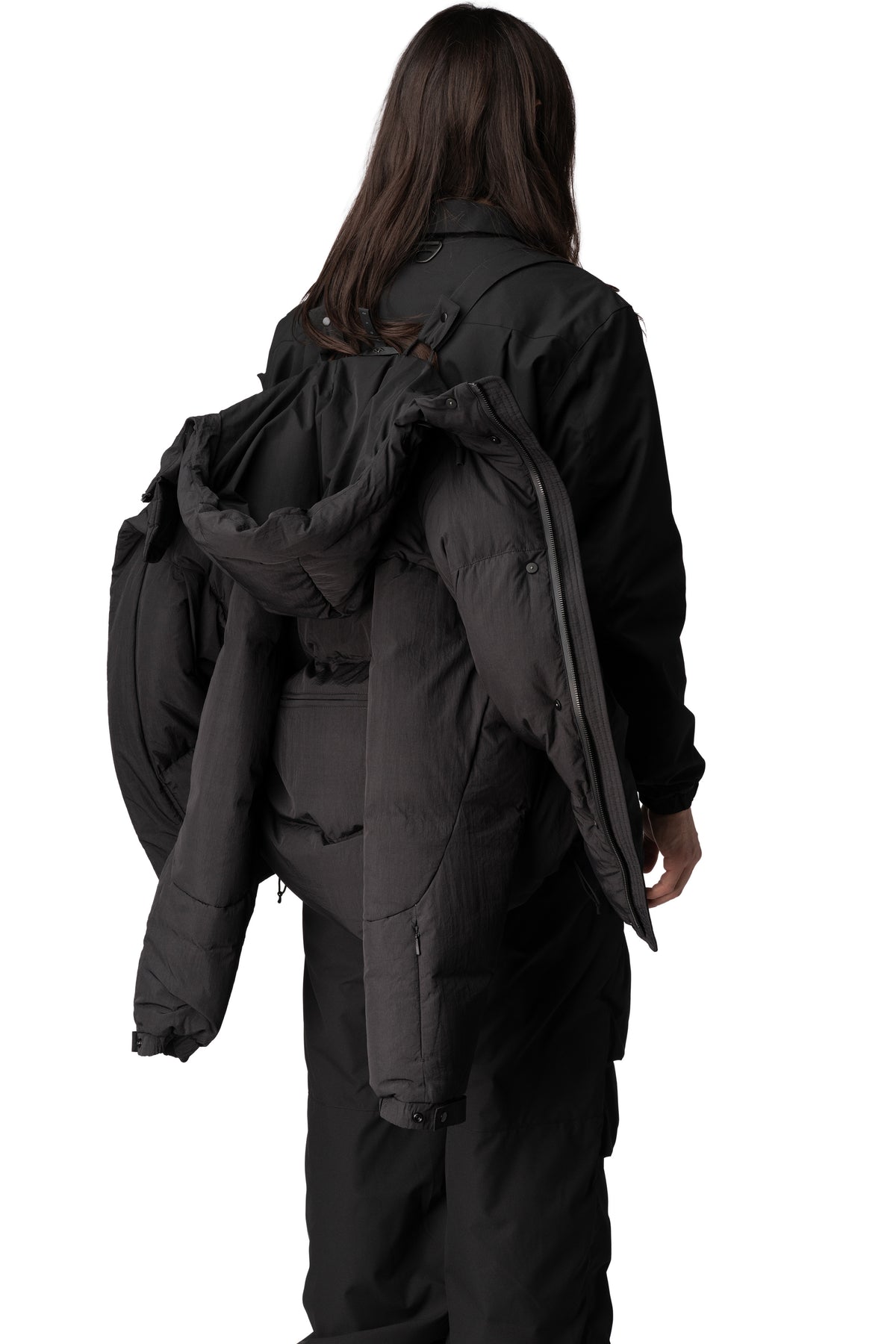 MAG-4 liquid nylon hooded down jacket