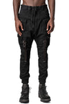 Adjustable belt stretch denim cargo jogger trousers, Black