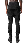 Adjustable belt stretch denim cargo jogger trousers, Black