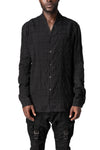 Shadow check shawl collar shirt, Black
