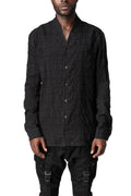 Shadow check shawl collar shirt, Black