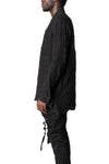 Shadow check shawl collar shirt, Black