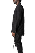 Shadow check shawl collar shirt, Black