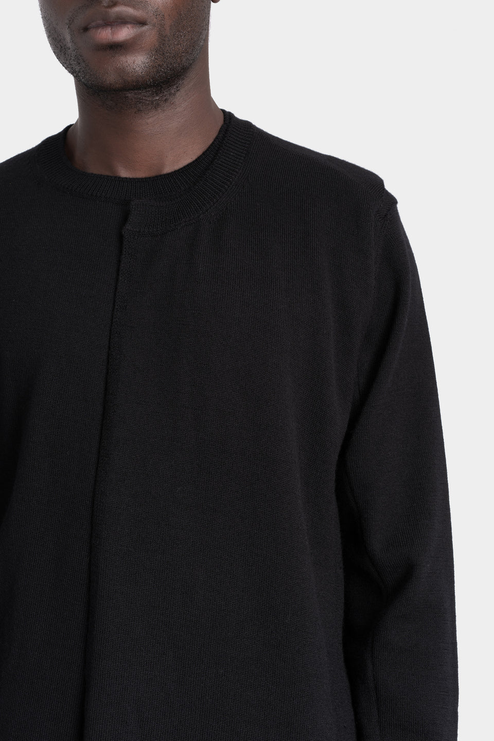 Layered wrap wool knit sweater