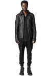 Horse leather jacket with detachable collar and gloves, Black