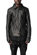 Horse leather jacket with detachable collar and gloves, Black