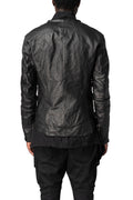 Horse leather jacket with detachable collar and gloves, Black