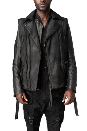 Coated riders down vest, Black