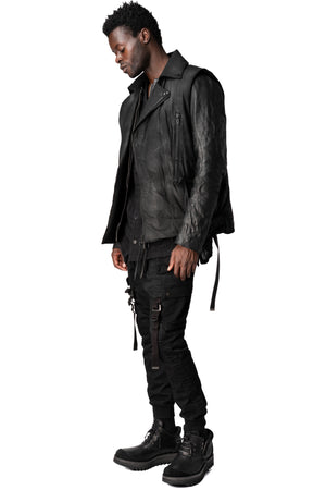 Coated riders down vest, Black