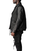 Coated riders down vest, Black