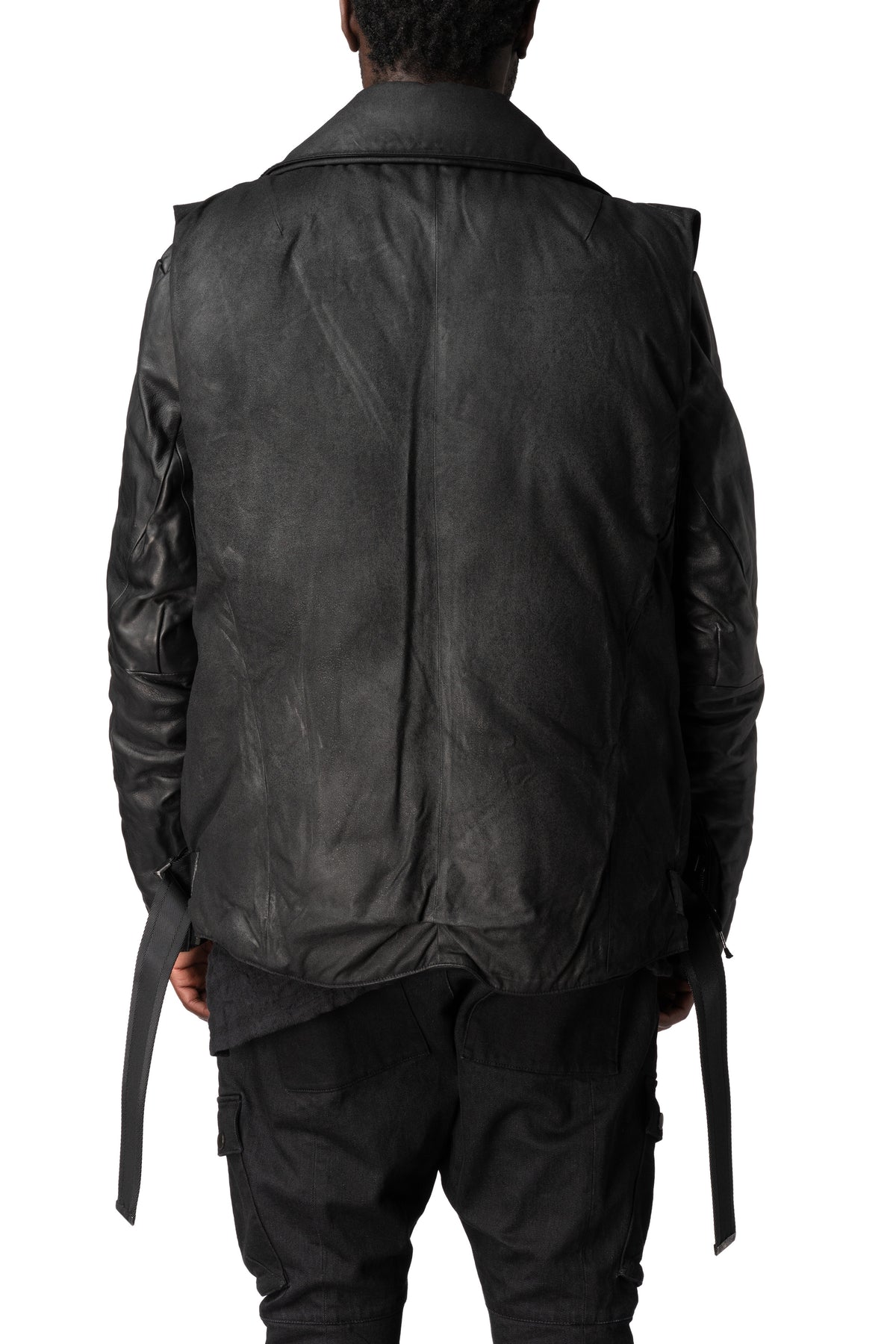 Coated riders down vest, Black