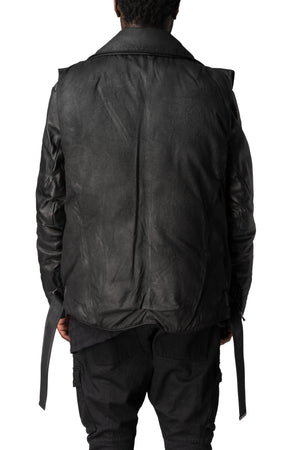 Coated riders down vest, Black