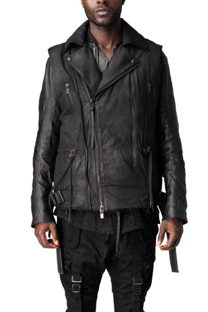Coated riders down vest, Black