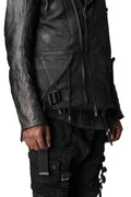 Coated riders down vest, Black
