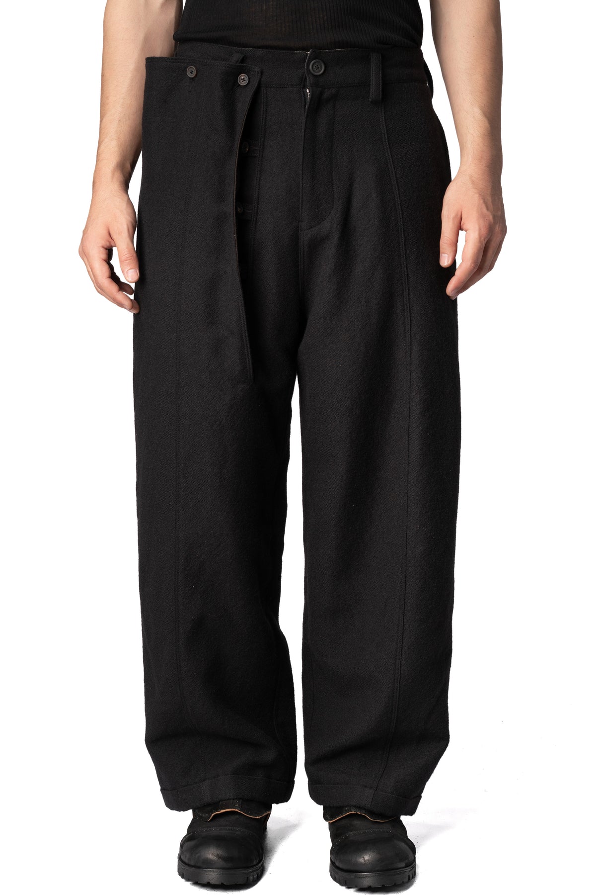 "Hidden Arc" wool trousers