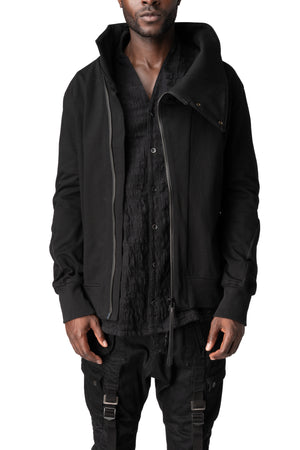 Dry jersey wrap high-neck sweater, Black