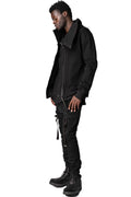 Dry jersey wrap high-neck sweater, Black