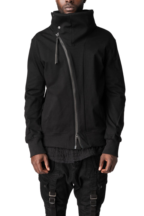 Dry jersey wrap high-neck sweater, Black
