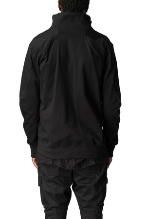 Dry jersey wrap high-neck sweater, Black