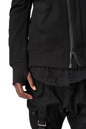 Dry jersey wrap high-neck sweater, Black