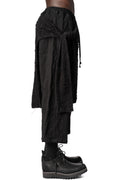 Distressed jacquard apron-front wide-leg cropped trousers, Black