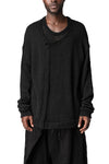 Wool knit double front sweater, Black