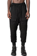 Distressed pile jogger trousers, Black