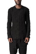 Distressed terry long-sleeve T-shirt, Black