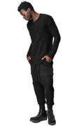 Distressed terry long-sleeve T-shirt, Black
