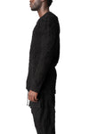 Distressed terry long-sleeve T-shirt, Black
