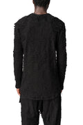 Distressed terry long-sleeve T-shirt, Black