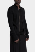 Ribbed wool zip cardigan
