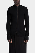 Ribbed wool zip cardigan