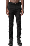 Distressed jacquard twisted curved trousers, Black