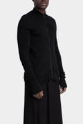 Ribbed wool zip cardigan
