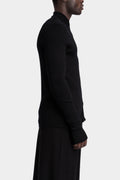 Ribbed wool zip cardigan