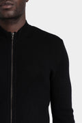 Ribbed wool zip cardigan